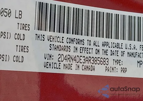 2010 Dodge Grand Caravan Se from USA, damaged, VIN 2D4RN4DE3AR385683